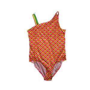 Kids One-Shoulder Rainbow Print Swimsuit